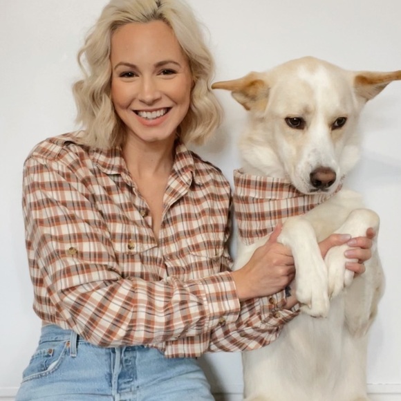 Matching Dog Bandana + Crop Top Button Down Set - Picture 1 of 6